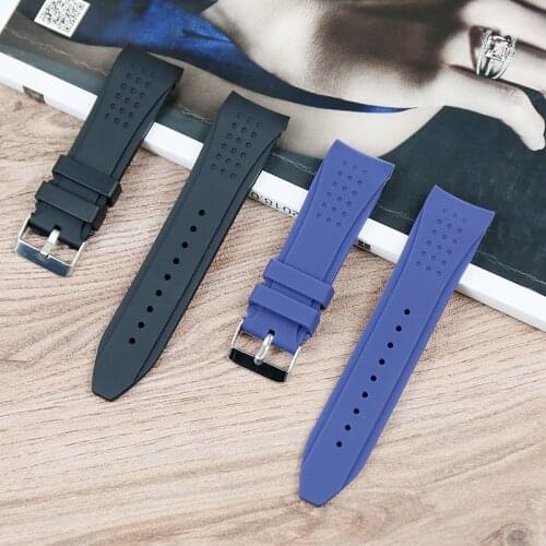 Watch accessories 24mm silicone strap Arc interface pin buckle for mens outdoor sports and leisure fashion brand watches strap