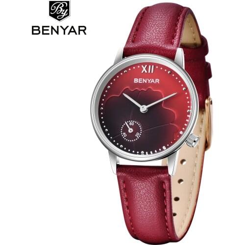 BENYAR Luxury Brand Womens Watches Quartz Leather Band Men Watch Analog Wrist Watch Ladies Dress montre femme 2019 Wholesales