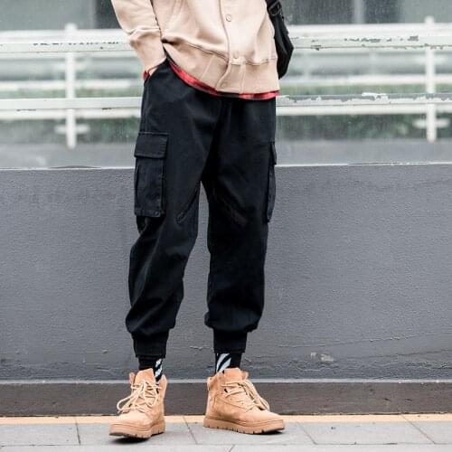 Hot style 2021 spring autumn Cargo hip hop elastic waist loose outdoor trekking hiking tactical rib track long pants men