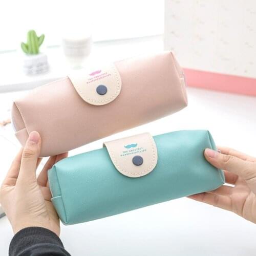 Pencil Case High Capacity PU Leather Zipper Pen Bag Pouch School Stationery Supply PU leather zipper pencil case wear-resistant