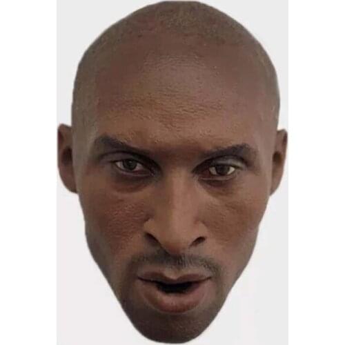 Black Basketball Star 1/6 Scale Kobe Bryant Head Carving Model Open Mouth Shallow Hair Head Sculpt for 12in M36B Phicen Body