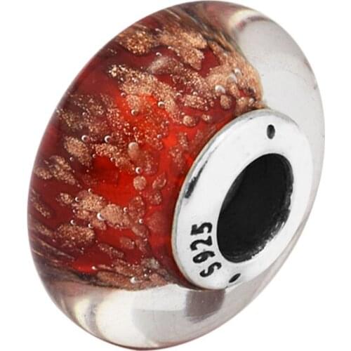 DIY Fits For Pandora Bracelets Red Twinkle Murano Glass Beads 100% Sterling-Silver-Jewelry Charms Free Shipping