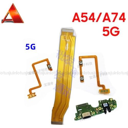 For OPPO A54 5G A74 5G Power Volume Button Main Mainboard USB Charging Dock Board Flex Cable Microphone