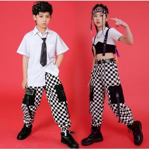 Dancer Outfit For Kids Cheerleader Uniform Summer Clothes Stage Costume Festival Clothing Hip Hop Dancewear K pop Outfit DL7703