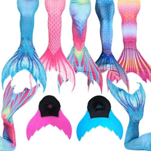 Kids Girls Adult Women Colorful Mermaid Tail Monofin Filpper Swimmable Wear