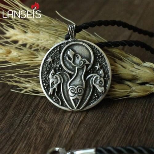 Lanseis10pc CH-831-C celt symbol hound dog animal pendant necklace Double sided pendant