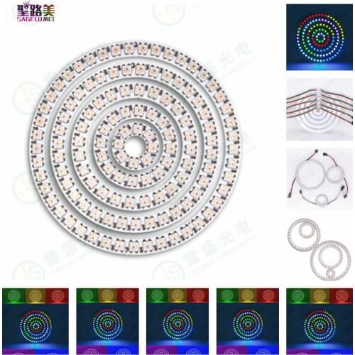 Lndividul AddressabIe WS2812B PixeI Ring 8/16/24/35/45Leds 5050 RGB Led Ring WS2812 IC BuiIt-in Led ModuIe PixeI Strip Lights
