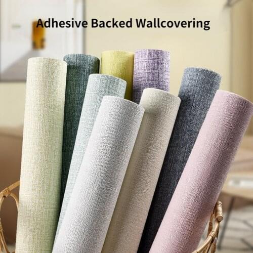 Linen Wall Covering Solid Color Thickened Flame Retardant Self-adhesive Background Decoration Wall Stickers Sound Insulation