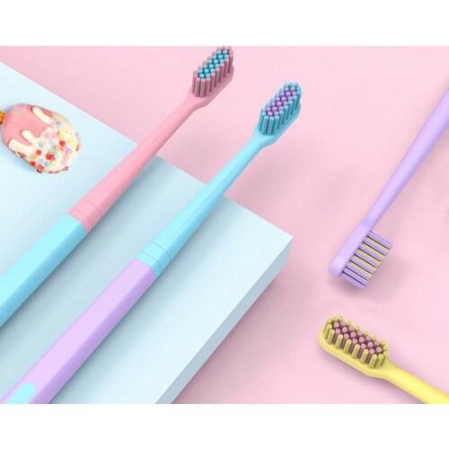 8Pcs/Box Macaron Color Toothbrush Ergonomic Handle Super Soft Ultralight Good Flexibility Manual Toothbrush Set for Bathroom Den