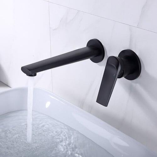 Wall mounted brass black bathroom sink faucet single handle two holes cold hot basin faucet New design