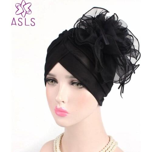 New Fashion Hats Womens Ruffle Turban Headwear With Big Poplin Flower Cocktail Wedding Tea Party Hat Indian Turban Hats
