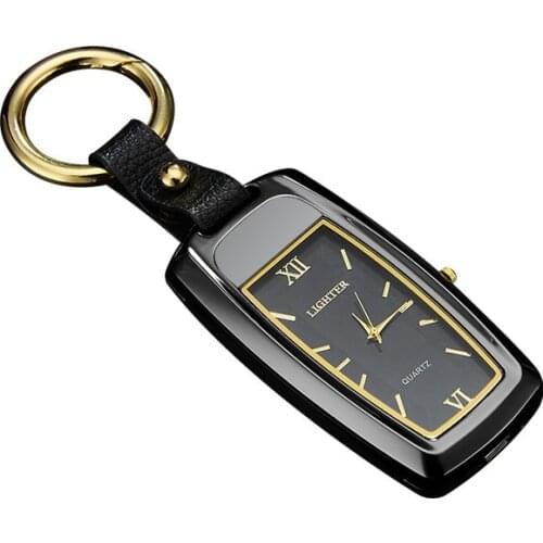 New Flameless Multi Functions Windproof USB Lighter Watch Rechargeable Metal Keychain Lighter Mens Gift