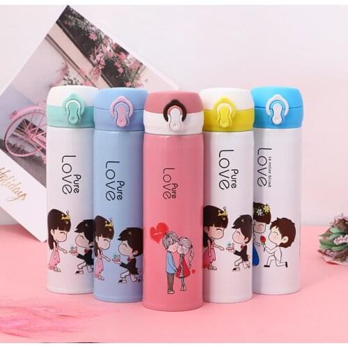 New Style Daily Necessities Cartoon Stainless Steel Bouncing Vacuum Flask Student Couple Water Cup Outdoor Casual Water Bottle