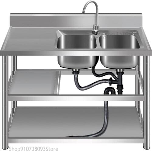 304 Stainless Steel Sink Single Tank With Bracket Bowl Sink Kitchen Sink Dual Tank Table Top Integrated Commercial Pool