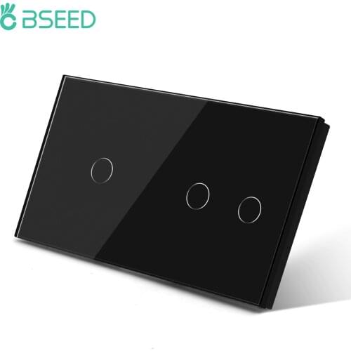 BSEED Touch Screen Light Switches 1/2Gang 1Way 3Gang On Off Switch Crystal Glass Switches Single Live Touch Switch EU Standard