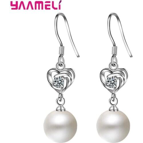 New Arrival Pearl Earrings For Women 925 Sterling Silver Dangle Earrings White Natural Freshwater Pearl Jewelry Wedding Party