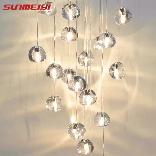 Glass LED Pendant Stair Lights Living room Cafe Bedroom Lighting lampara colgante cocina Fixtures Nordic Loft Hanging Lamp