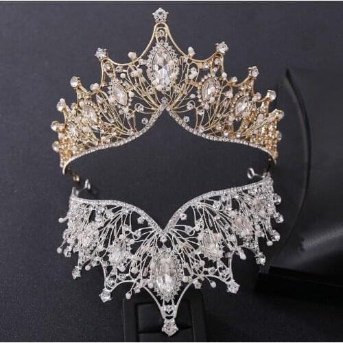 Diverse Gold Color Crystal big Crowns Bride tiara Fashion Queen For Wedding Crown Headpiece Hair Jewelry Accessories