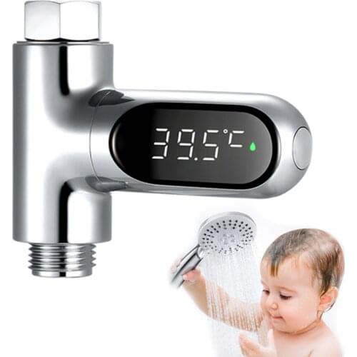 Energy Smart LED Display Hot Water Shower Thermometer SelfGenerating Electricity Temperature Monitor Meter Celsius Faucets Sauna