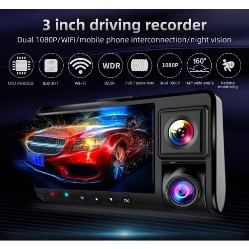Universal Driving Recorder Gravity Sensor Night Vision 3Inch 1080P HD Durable Car Camera Dash Cam Portable