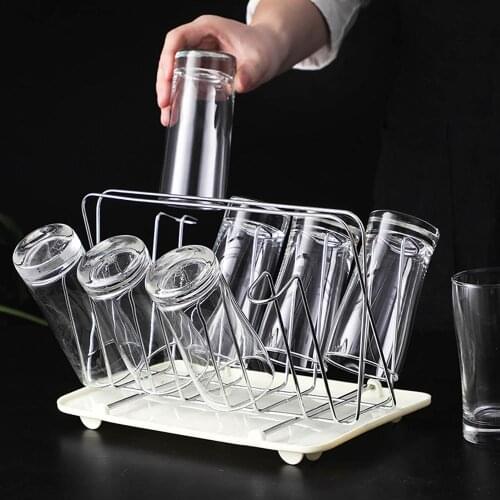 Iron Cup Storage Rack Disposable Cup Shelf Tea Cup Drain Rack Glass Upside Down Rack For 8 Cups
