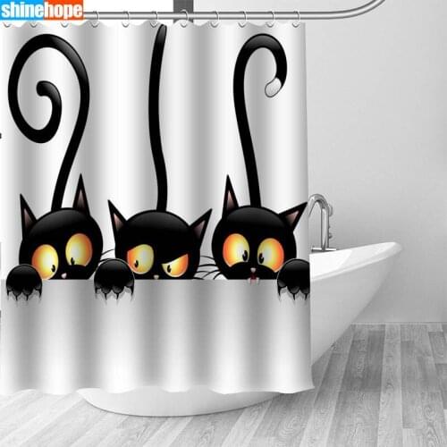1PC Cartoon Cat Background Shower Curtains for Bathroom Polyester Shower Curtain Printing Curtain Cartoon Shower Curtains