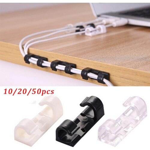10/20/50pcs Cable Organizer Clips Cable Management Desktop Workstation ABS Wire Manager Cord Holder Self Adhesive Wire Fixer