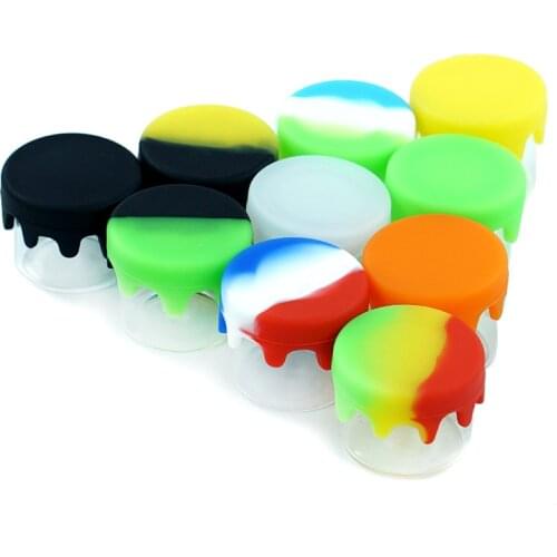 10pcs Non-Stick Glass Jars Wax Container Concentrate Container wax jar glass Bottle with silicone lid
