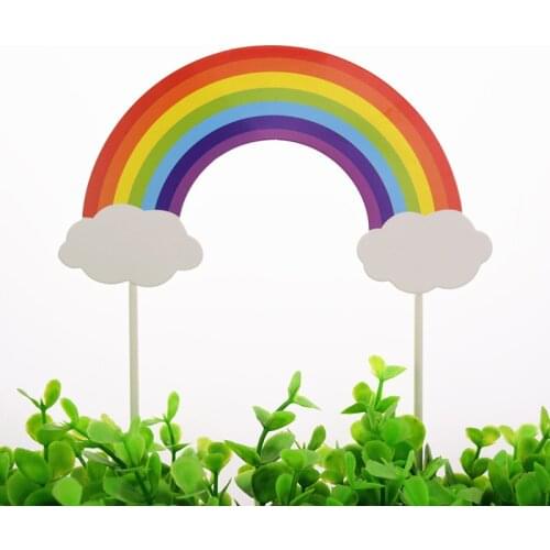 10pc/lot Rainbow Cake Toppers Flags Mr Mrs Kids Happy Birthday Train Cupcake Topper Wedding Bride Baby Shower Party Baking DIY