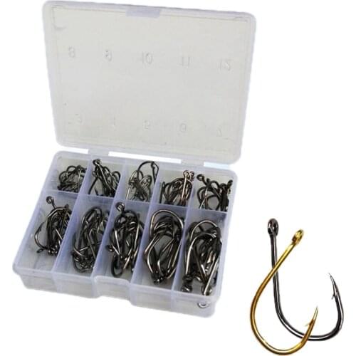 100Pcs Fishing Hooks Set Carbon Steel Single Circle Fishhook Fly Fishing Jip Barbed Carp Hooks Sea Tackle Accessories Hook Set