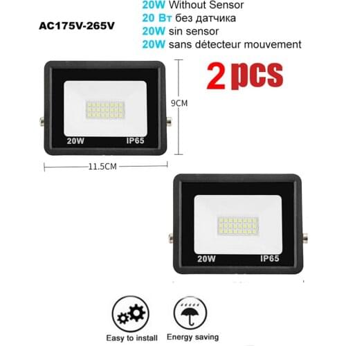 2 pcs 220V 10-100W LED FloodLight Spotlight Exterior Street wall reflector PIR Motion Sensor LED lamp Rechargeable Energy Saving