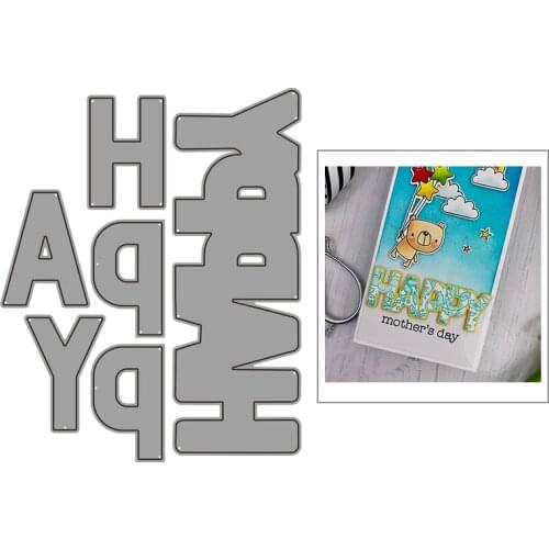 2021 New English Words Happy and Contour Metal Cutting Dies For DIY Craft Making Greeting Card Album Scrapbooking No Clear Stamp