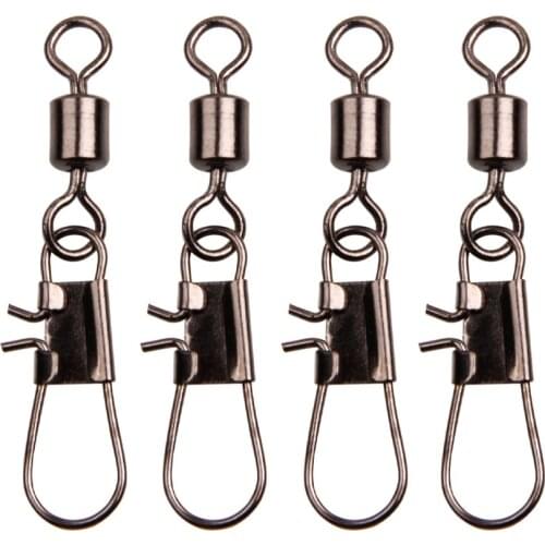 30pcs Rolling Fishing Swivel With Snap Fishing Lures Hooks Connectors Swivels Interlock Snap Fishing Accessories