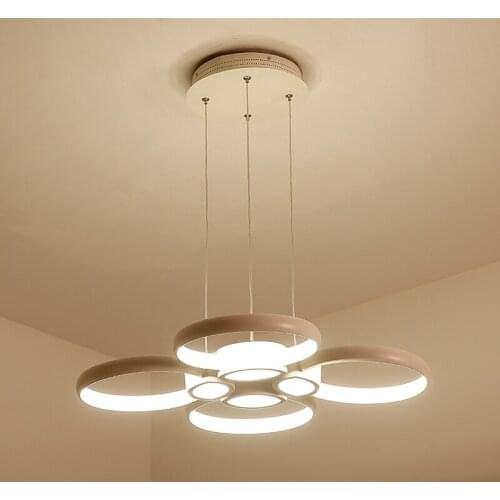 4 Rings Modern LED Pendant Lamp White Aluminum Home Light Fixtures Creatie Acrylic Pendant Lights Bedroom Living Room Hanglamp