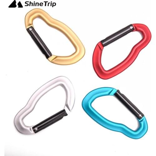 5pcs/Lot ShineTrip Aluminum Alloy Carabiner Outdoor Camping Hiking 4cm D Shape Mountaineering Buckle Flat Hanging Buckle Hook