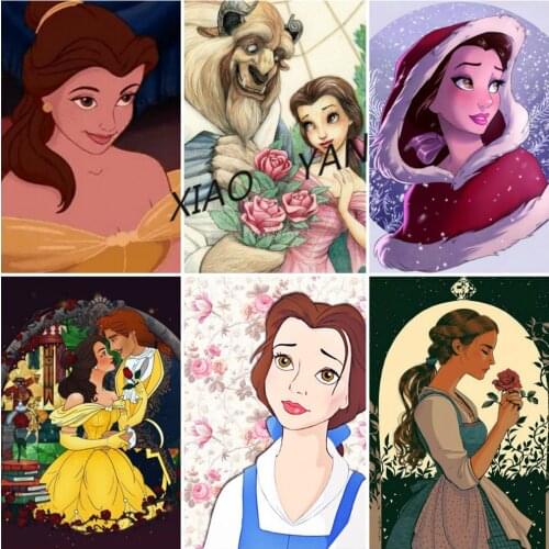 Disney 5D DIY Diamond Painting Beauty and The Beast Belle Princess Full of Diamond Embroidery Exquisite Handmade Home Decoration