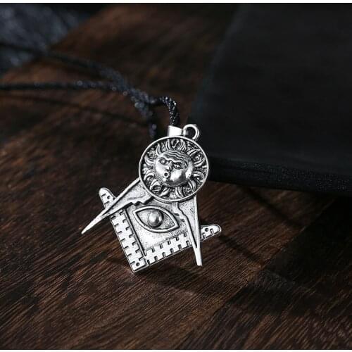 Antique Masonic Sun and Eye Pendant Necklaces Silver Knights Templar Symbol Charm Freemasonry Jewelry Gift