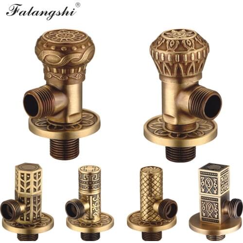 Antique Carved Toilet Filling Valve Copper Brass Indoor/ Outdoor Garden Taps Valve High Quality Luxury Bathroom Accessories Angle Valve WB8507
