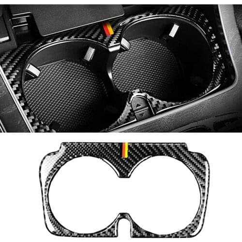 Carbon Fiber Car Central Control Water Cup Holder Cover Trim for Mercedes-Benz C GLC E Class W205 X253 W213 2015-2019