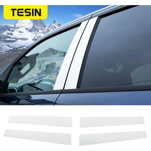 TESIN Stainless Steel Car Window Center Pillar Decoration Trim Stickers for Dodge RAM 2018-2021 Chrome Car Exterior Accessories