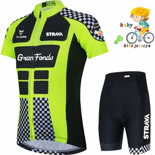 2020 STRAVA Kid Cycling Jersey Set Breathable Shorts Equipamento ciclismo Bike Clothing Boys Girls Summer Bicycle Wear Bicicleta