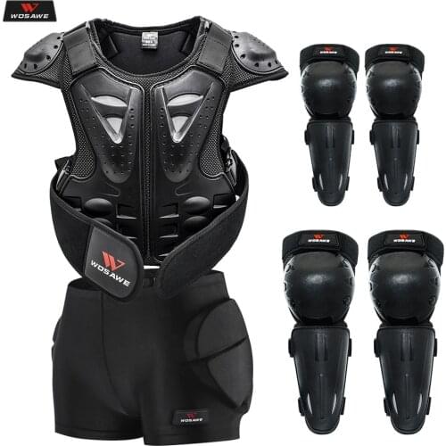 WOSAWE Children Full Body Protector Vest Armor Kids Motocross Armor Jacket Chest Spine Protection Gear elbow shoulder Knee guard