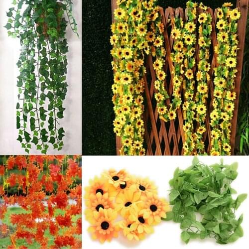 2m/2.5m/2.3m Artificial Sunflower Garland Flower Vine For DIY Floral Decor Vivid Fake Leaf Flower Wedding Home Party Decoration