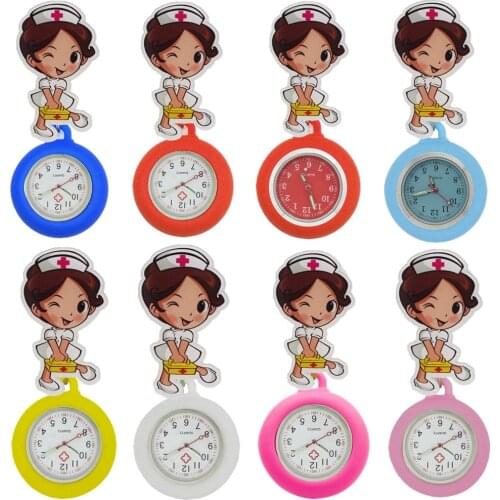Cartoon lovely cute Medical box squint nurse doctor unisex Pocket Watches hospital Retractable Badge Reel Hang Clips gift Watch