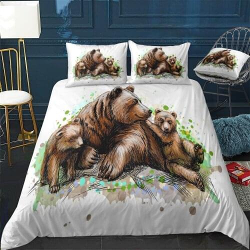 Bear Quilt Cover Pillowcase 3Piece Comforter Bedding Set With Pillow Case Single Double Duvet Cover Home Decora