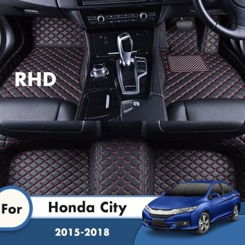 RHD Carpets For Honda City 2018 2017 2016 2015 Car Floor Mats Artificial Leather Waterproof Rugs Car Interior Accessories Covers