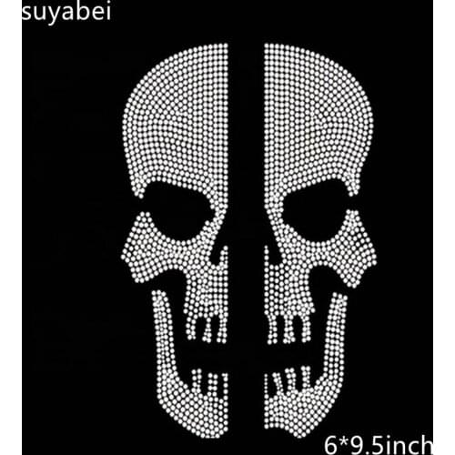 Big skull Iron On Motifs Hotfix Strass Spider net applique patches Rhinestone Beads Diy Accessories Crystal Stones For Clothing