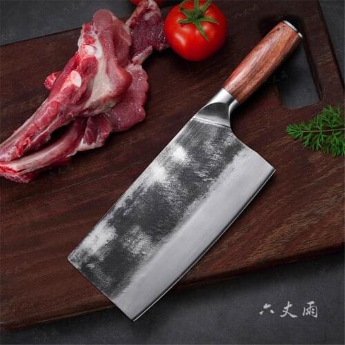 LIUZHANGYU Full Tang Chinese Cleaver Handmade Kitchen Knives Hard Clad Steel Forged Meat Vegetables Slicing Chopping Tool Sharp