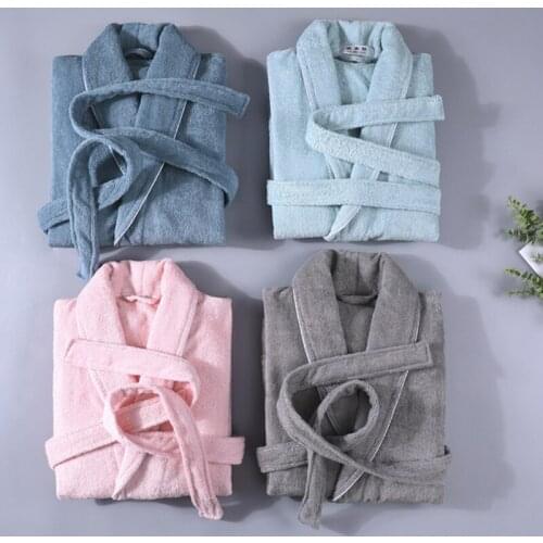 Lovers Men And Women Robe Bathrobe Soft Sleeprobe Female Casual Homewear Hotel Robe Cotton Robes Toweling Terry Robe