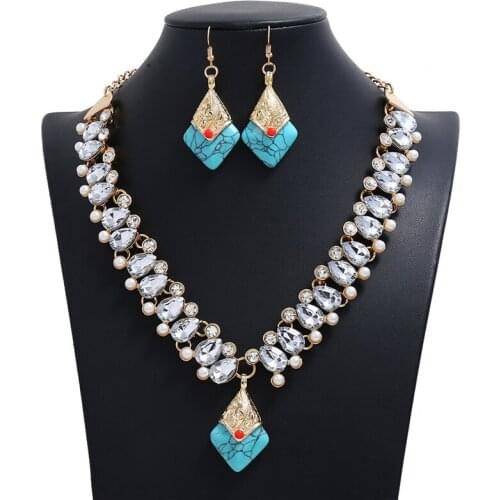 LZHLQ Vintage Choker Statement Necklace Sets Women Zinc Alloy Necklace Pendants Earrings Trendy Collares Collier